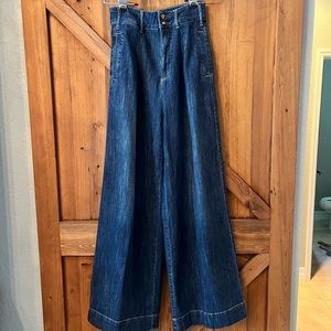 New without tags Anthropologie Pilcro women’s wide leg denim trouser.  27 Tall.